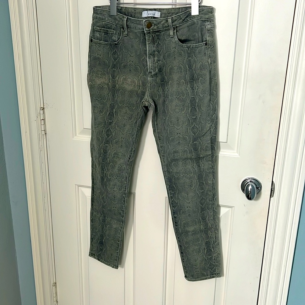 Driftwood Louna Snakeskin Print Jeans Womens Size 27 Gray size 29
